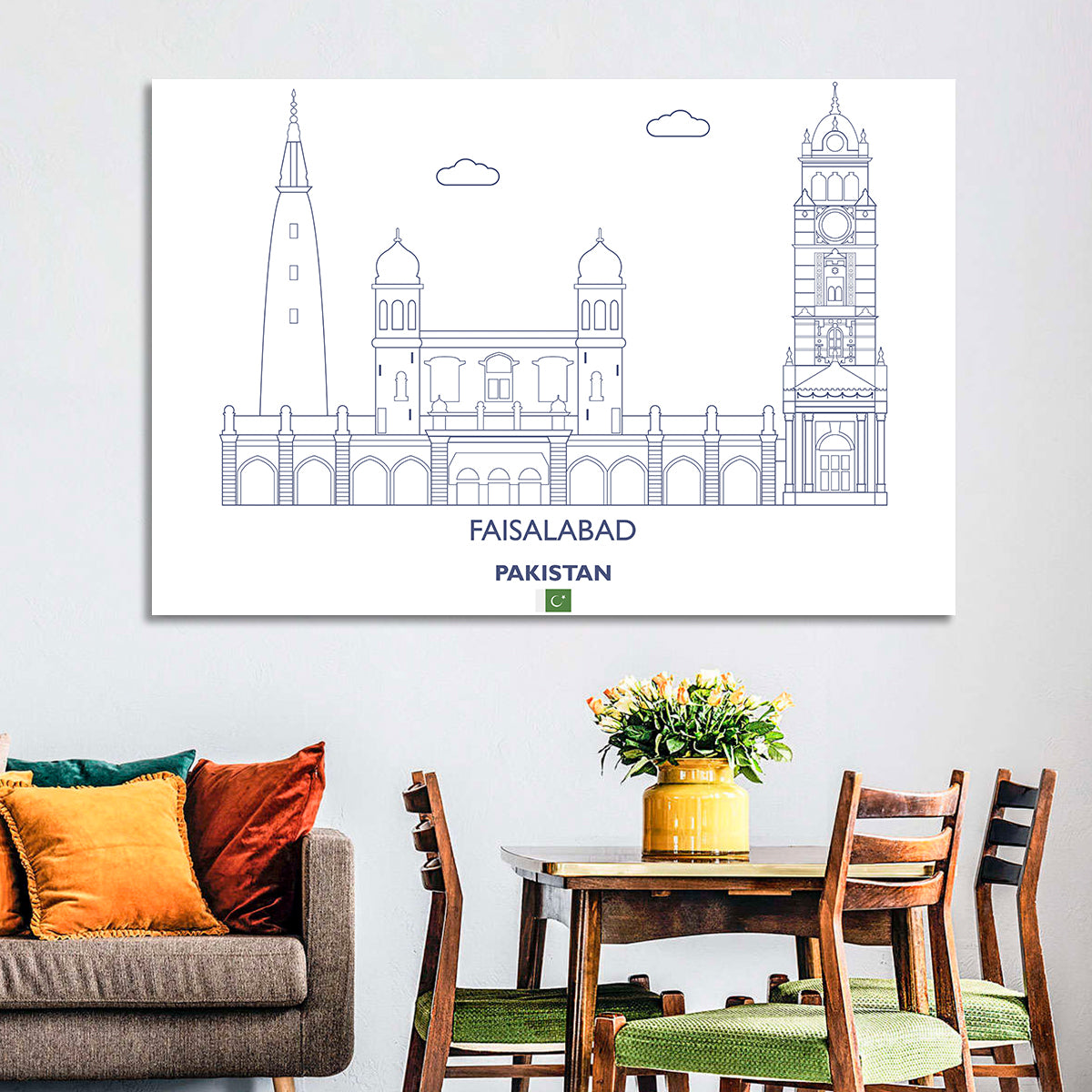 Faisalabad Clock Tower Skyline Wall Art