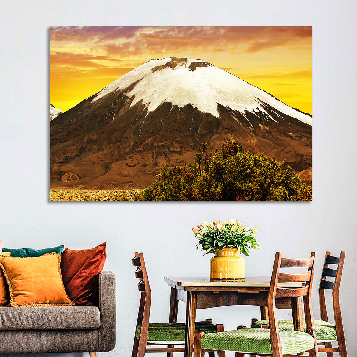 Parinacota Volcano Wall Art in a room, landscape