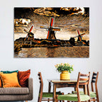 Retro Windmills at Sunset Wall Art