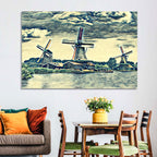 Three Vintage Windmills Wall Art