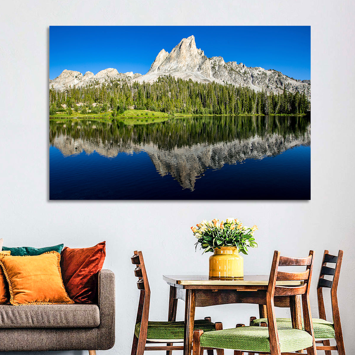 Sawtooth Peaks at Alice Lake Wall Art in a room, landscape