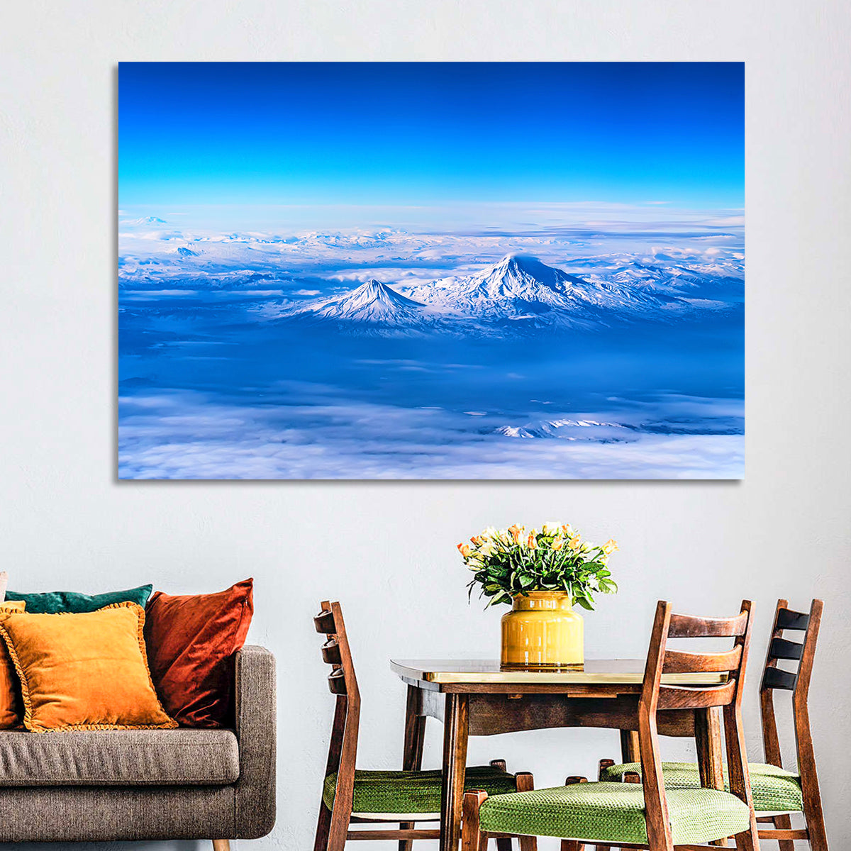 Mount Ararat Above Clouds Wall Art in a room, landscape