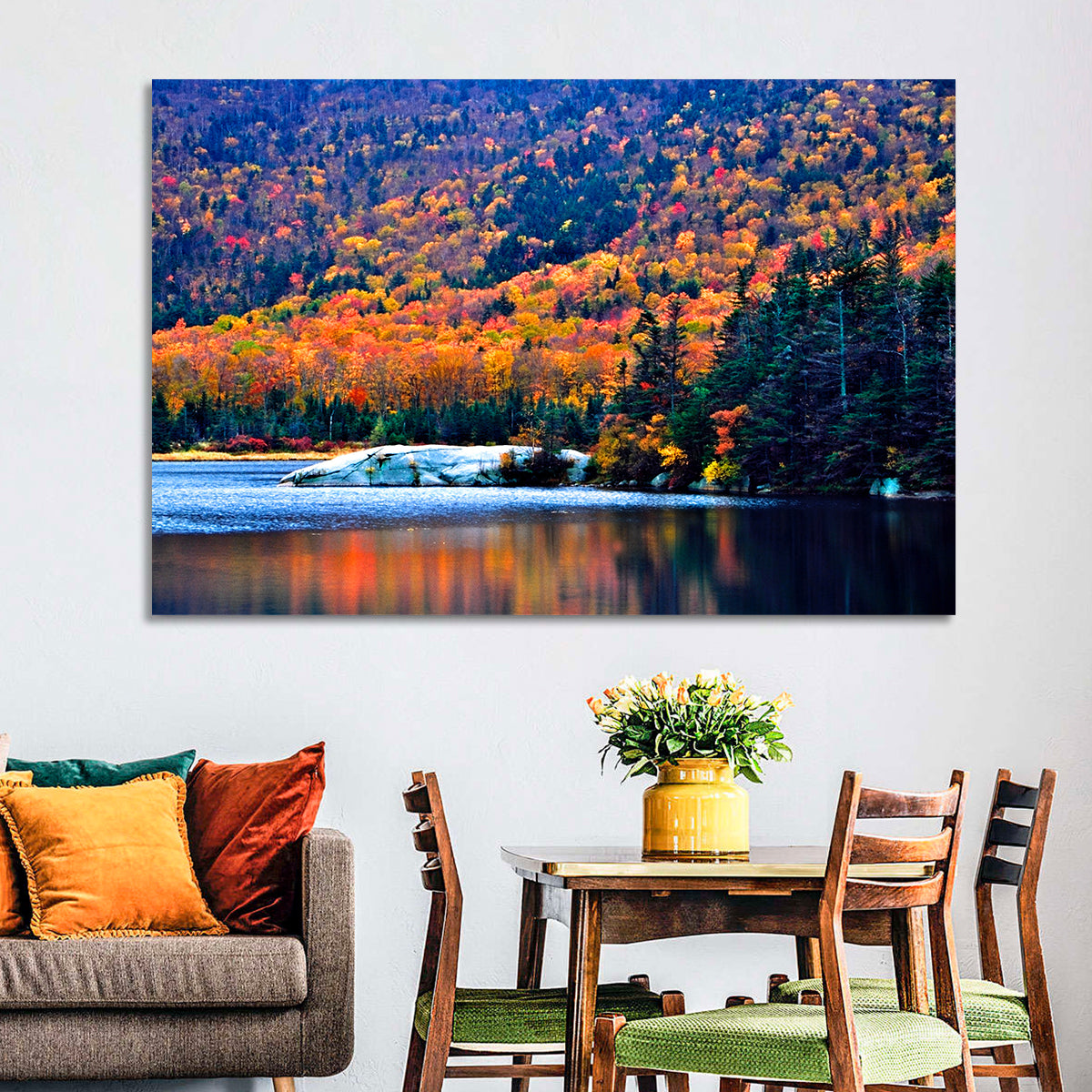 New Hampshire Fall Foliage Wall Art in a room, landscape