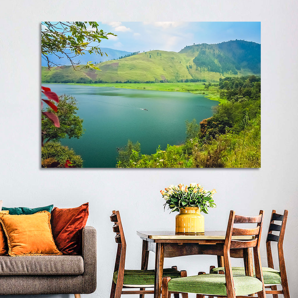 Lake Toba Boat and Hills Wall Art