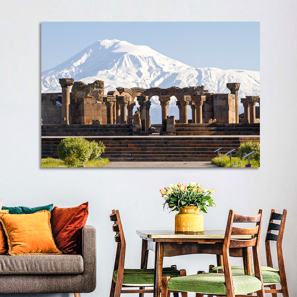 Zvartnots Cathedral and Mount Ararat Wall Art in a room, landscape