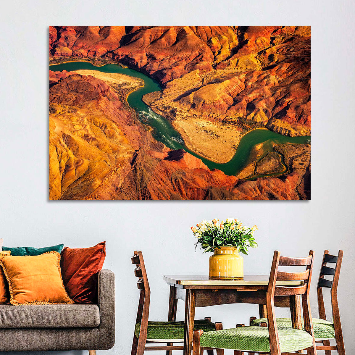 Aerial Colorado River Canyon Wall Art in a room, landscape