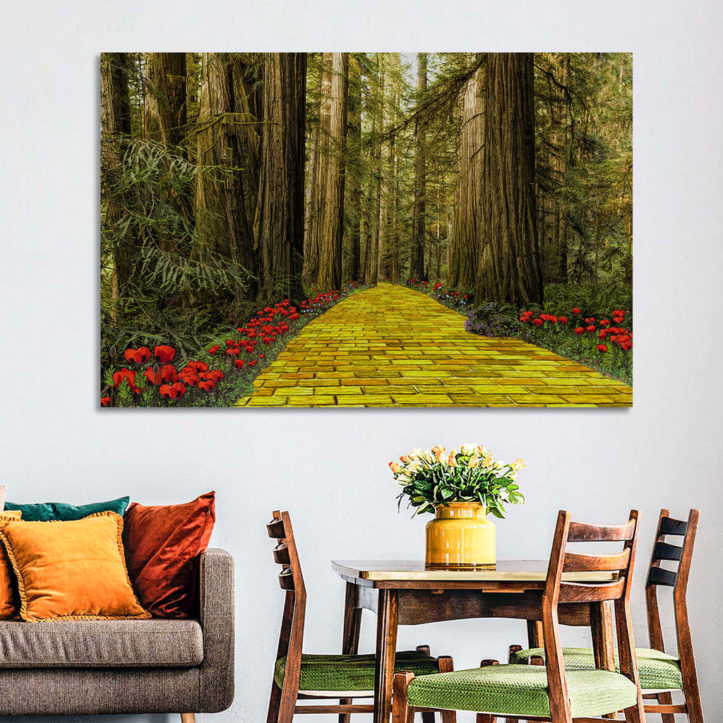 Yellow Brick Path Through Redwoods Wall Art