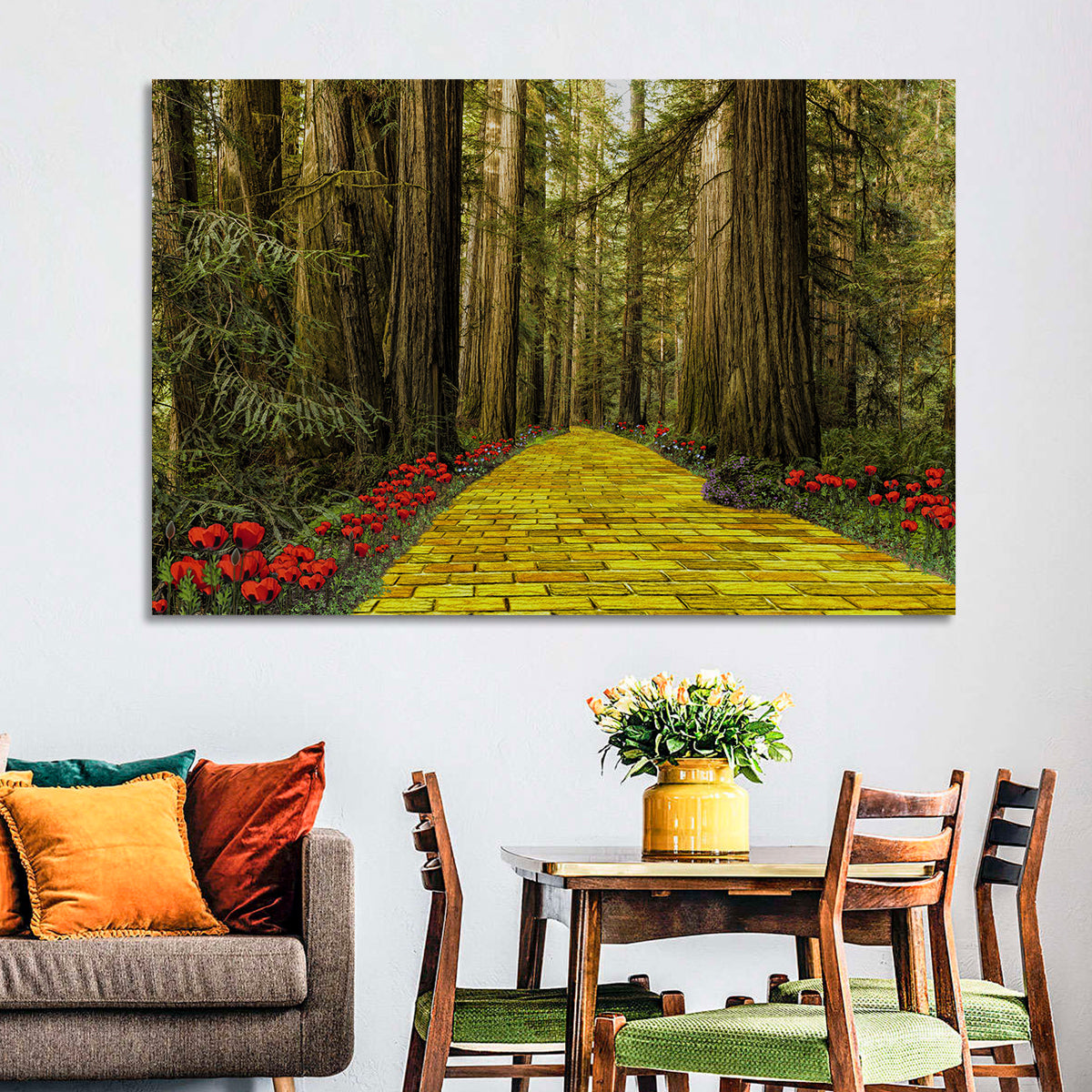 Yellow Brick Path Through Redwoods Wall Art