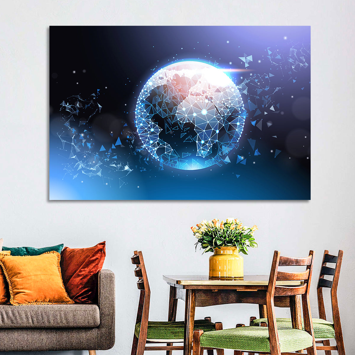 Wireframe Globe Network Wall Art