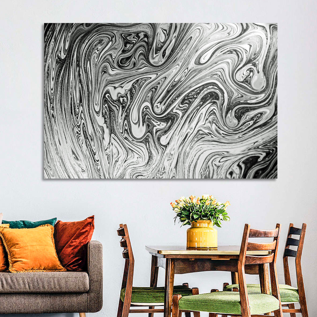 Ink Swirl Monochrome Abstract Wall Art