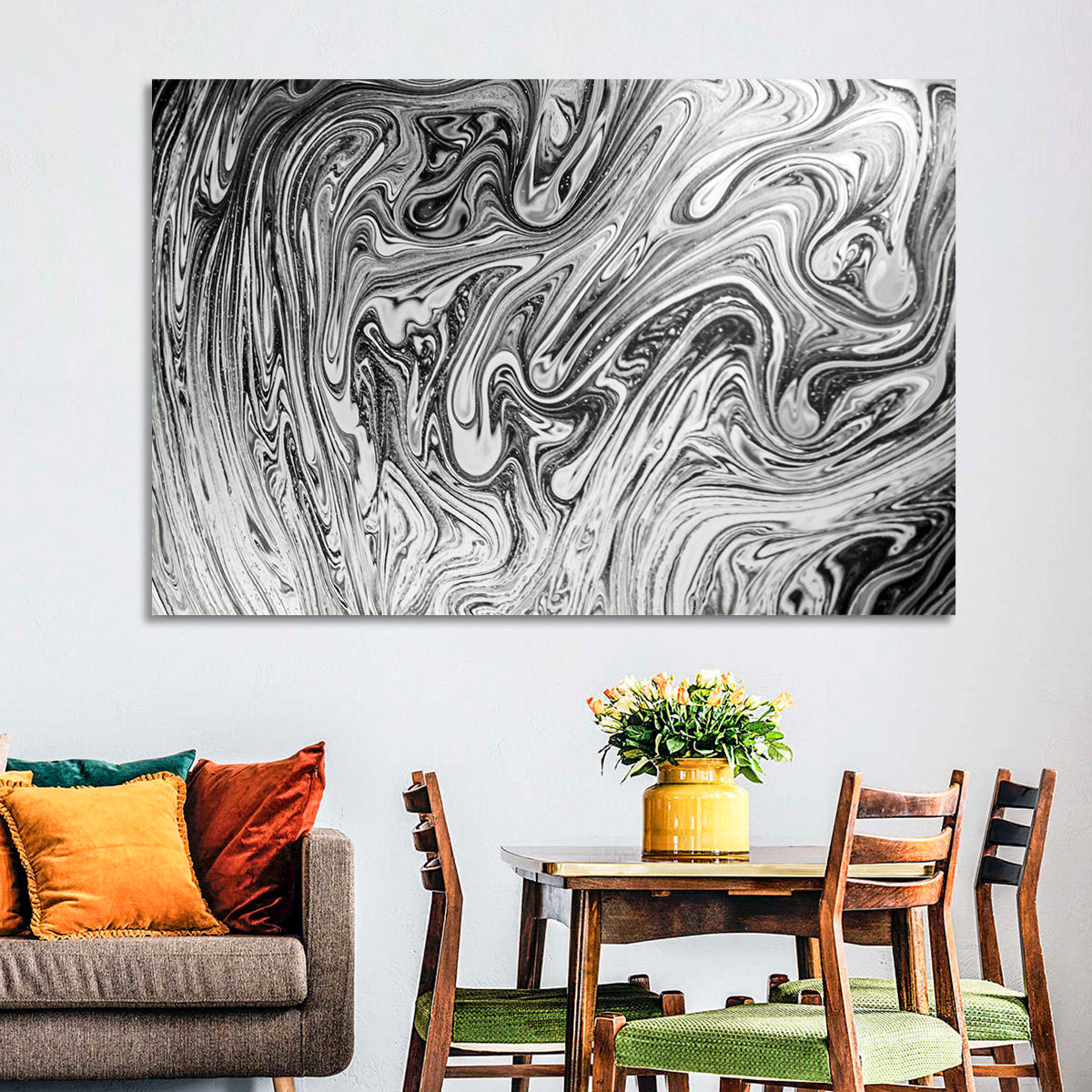 Ink Swirl Monochrome Abstract Wall Art