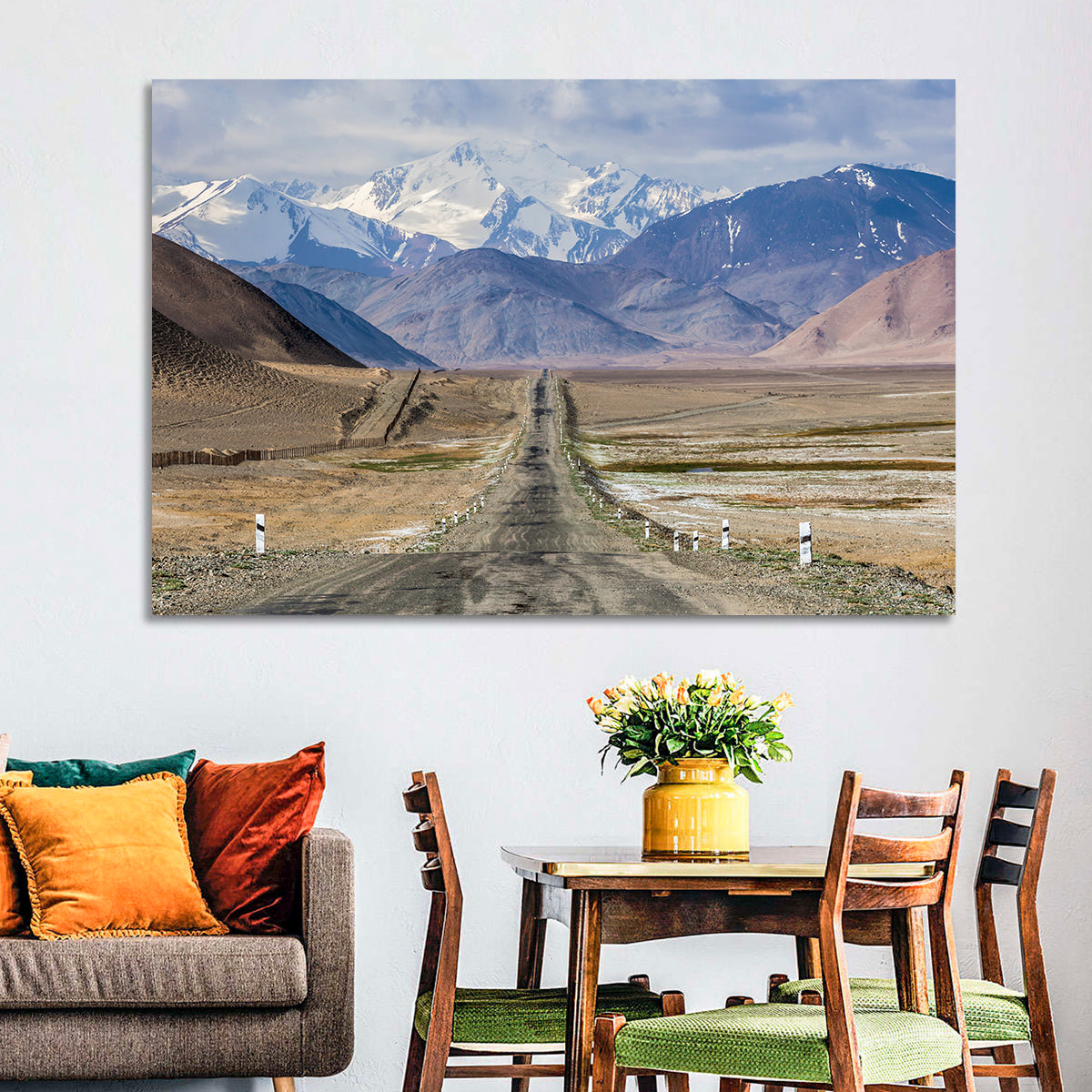 Pamir Mountain Road Wall Art in a room, landscape
