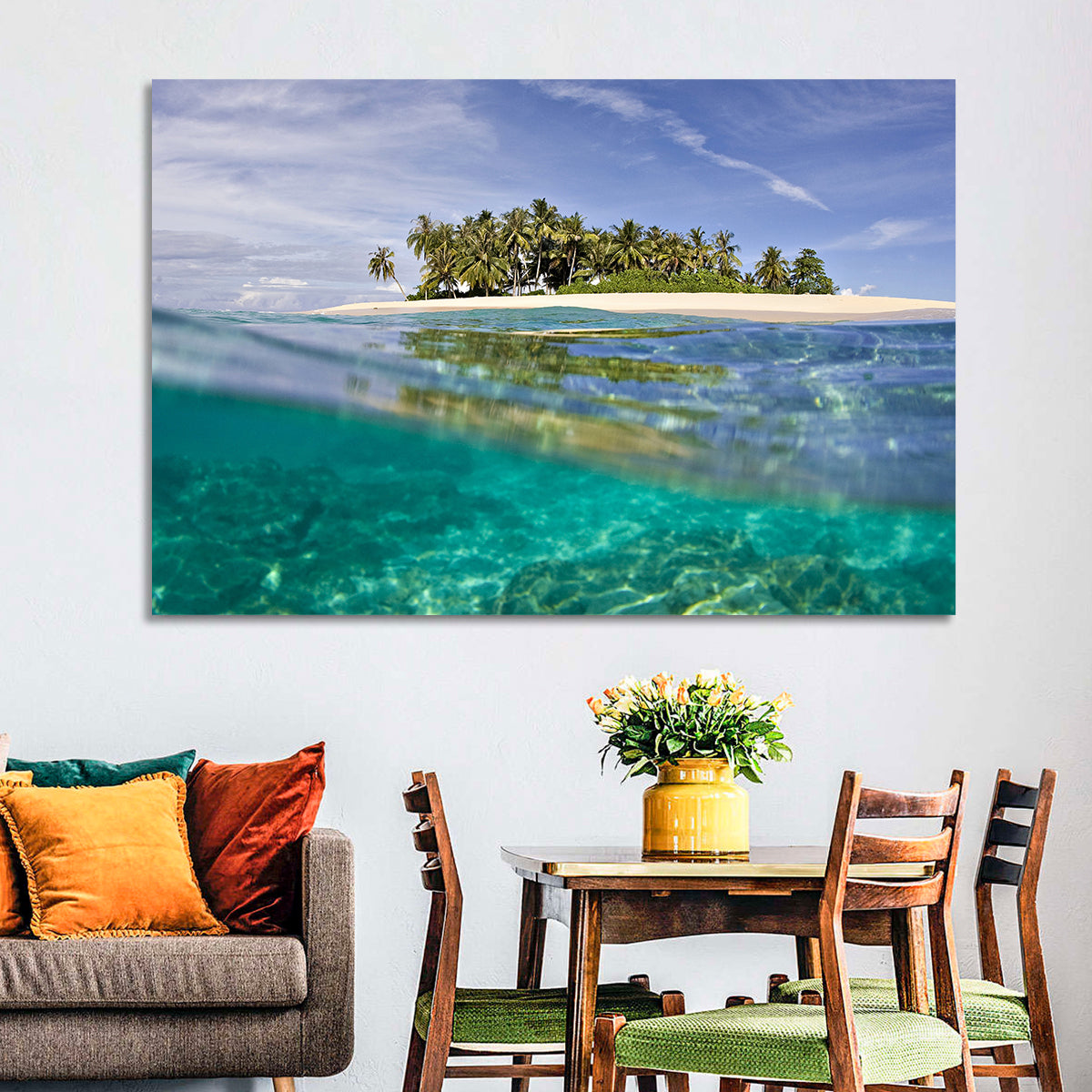 Island Paradise Wall Art in a room, landscape