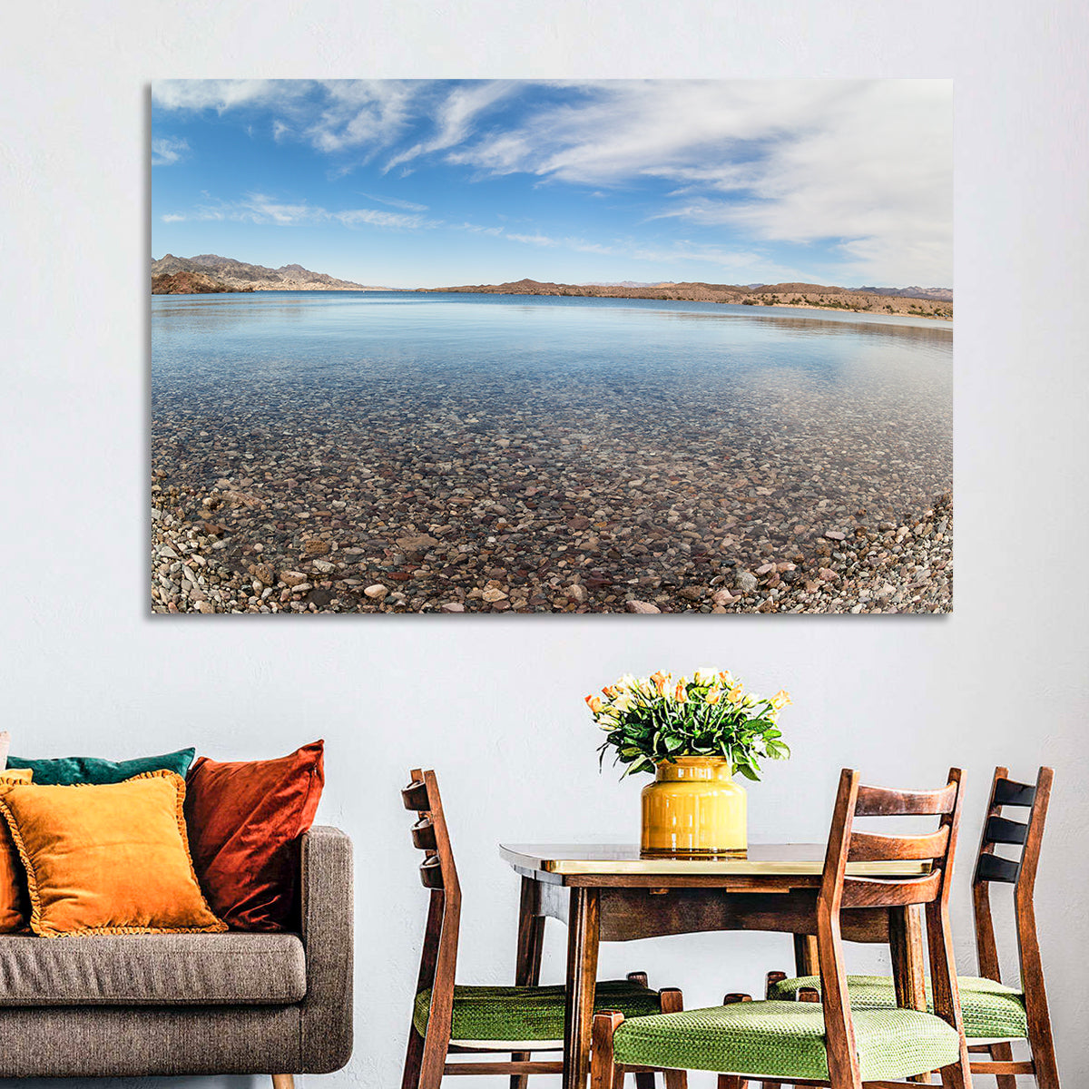Lake Mohave Shoreline Wall Art in a room, landscape