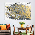 Metallic Gold Marbled Abstract Wall Art