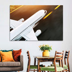 Commercial Jet Takeoff at Sunset Wall Art