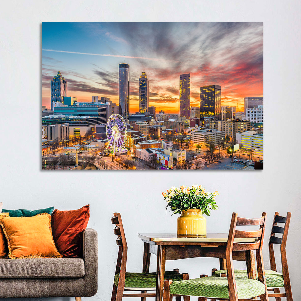 Atlanta Skyline with Skyview Wheel Wall Art