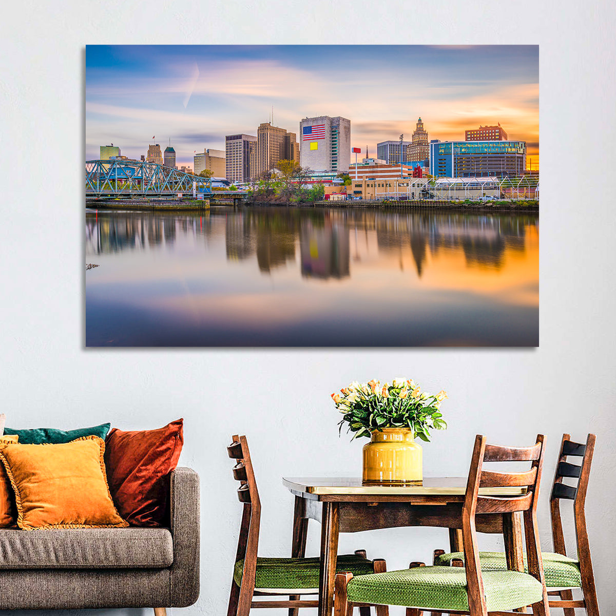 Providence Skyline at Golden Hour Wall Art