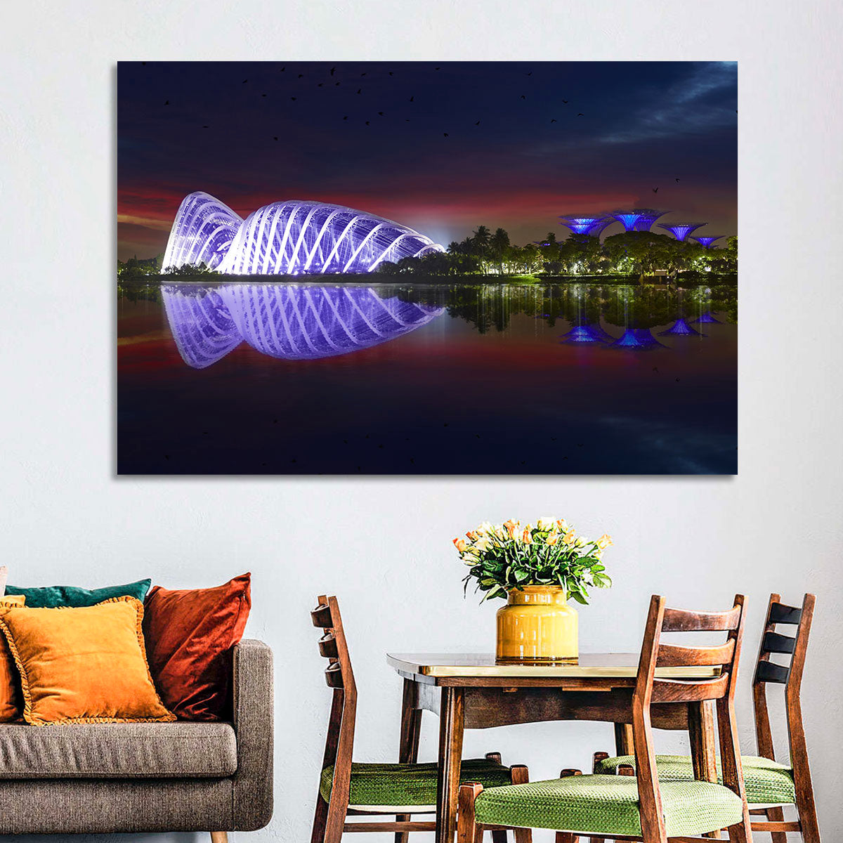 Gardens by the Bay Night Reflection Wall Art