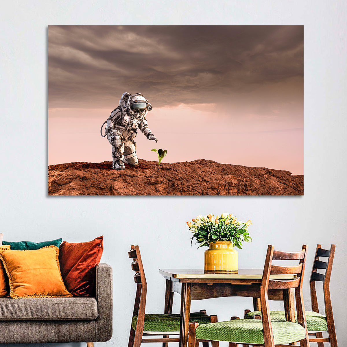 Martian Seedling Concept Wall Art in a room, landscape