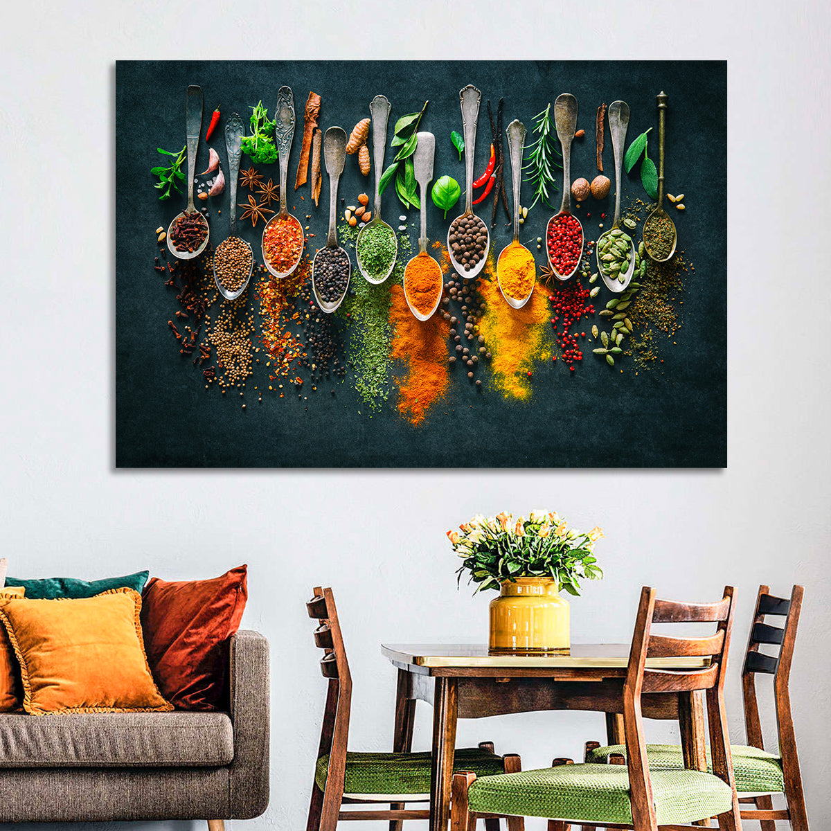 Assorted Spices and Spoons Wall Art in a room, landscape