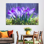 Rainy Purple Crocuses Wall Art
