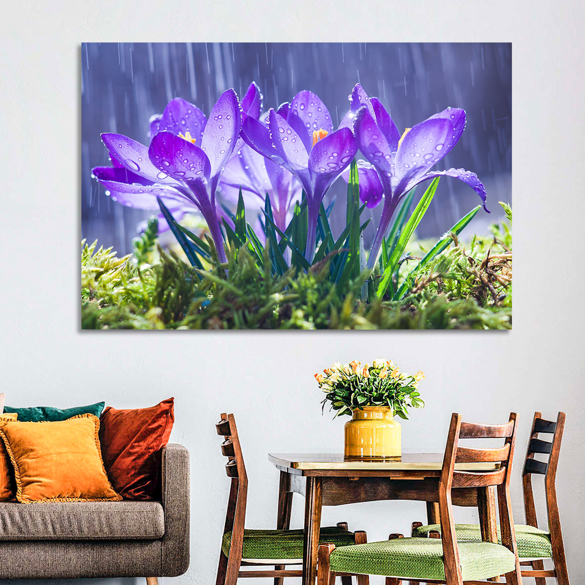 Rainy Purple Crocuses Wall Art
