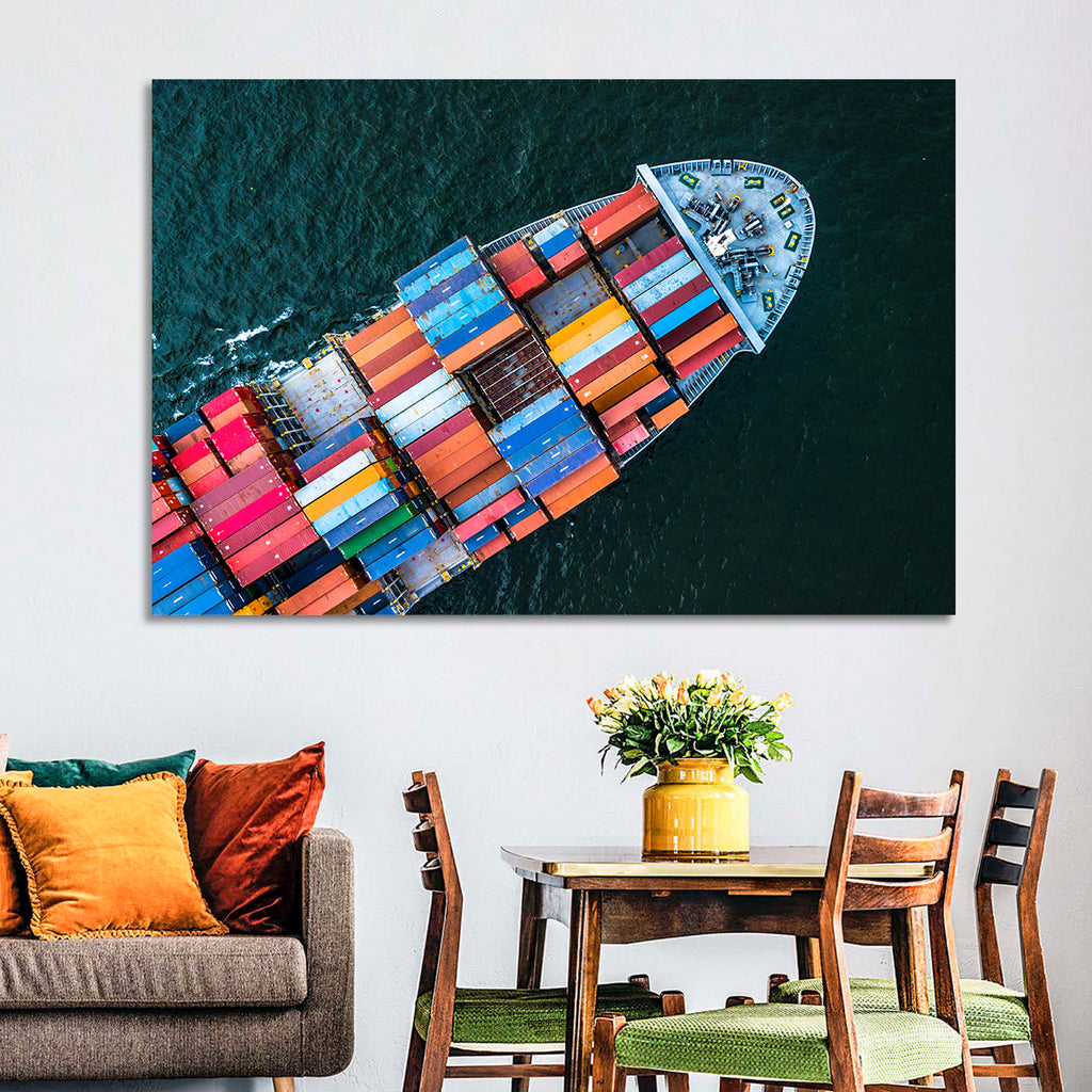 Container Ship Aerial View Wall Art