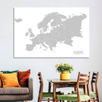 Gray Europe Outline Map Wall Art