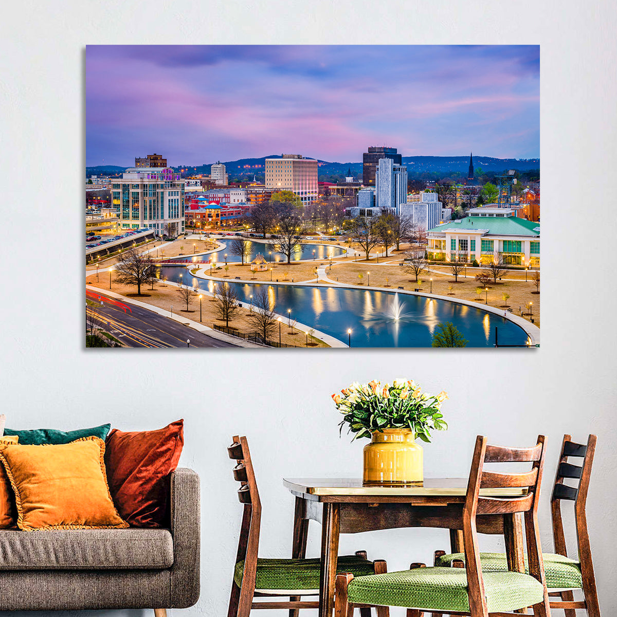Huntsville Twilight at Big Spring Park Wall Art in a room, landscape