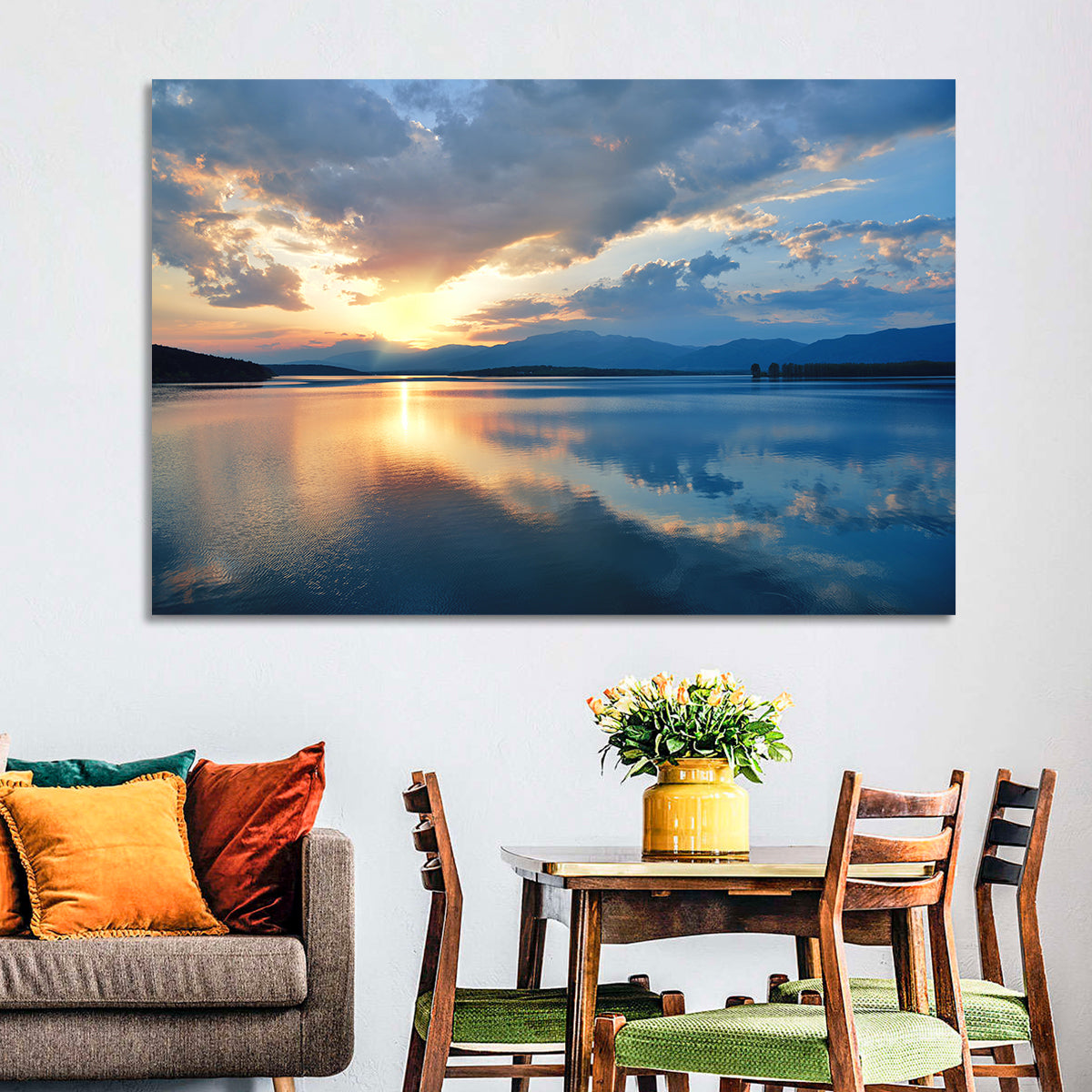 Golden Hour Lake Reflection Wall Art
