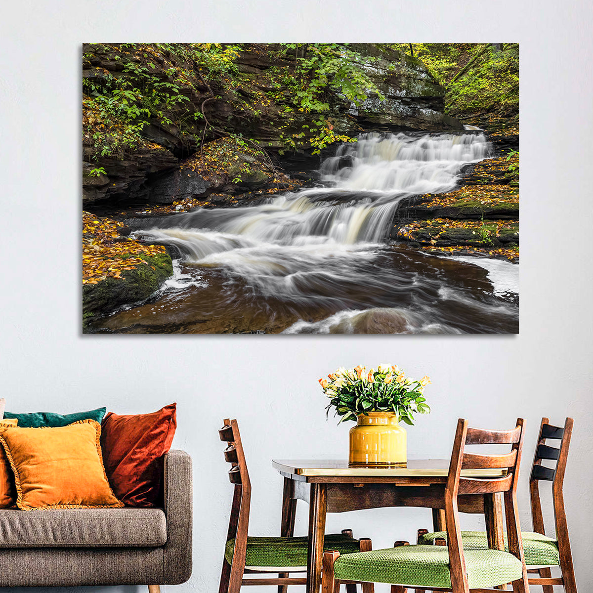 Cascading Autumn Waterfall Wall Art
