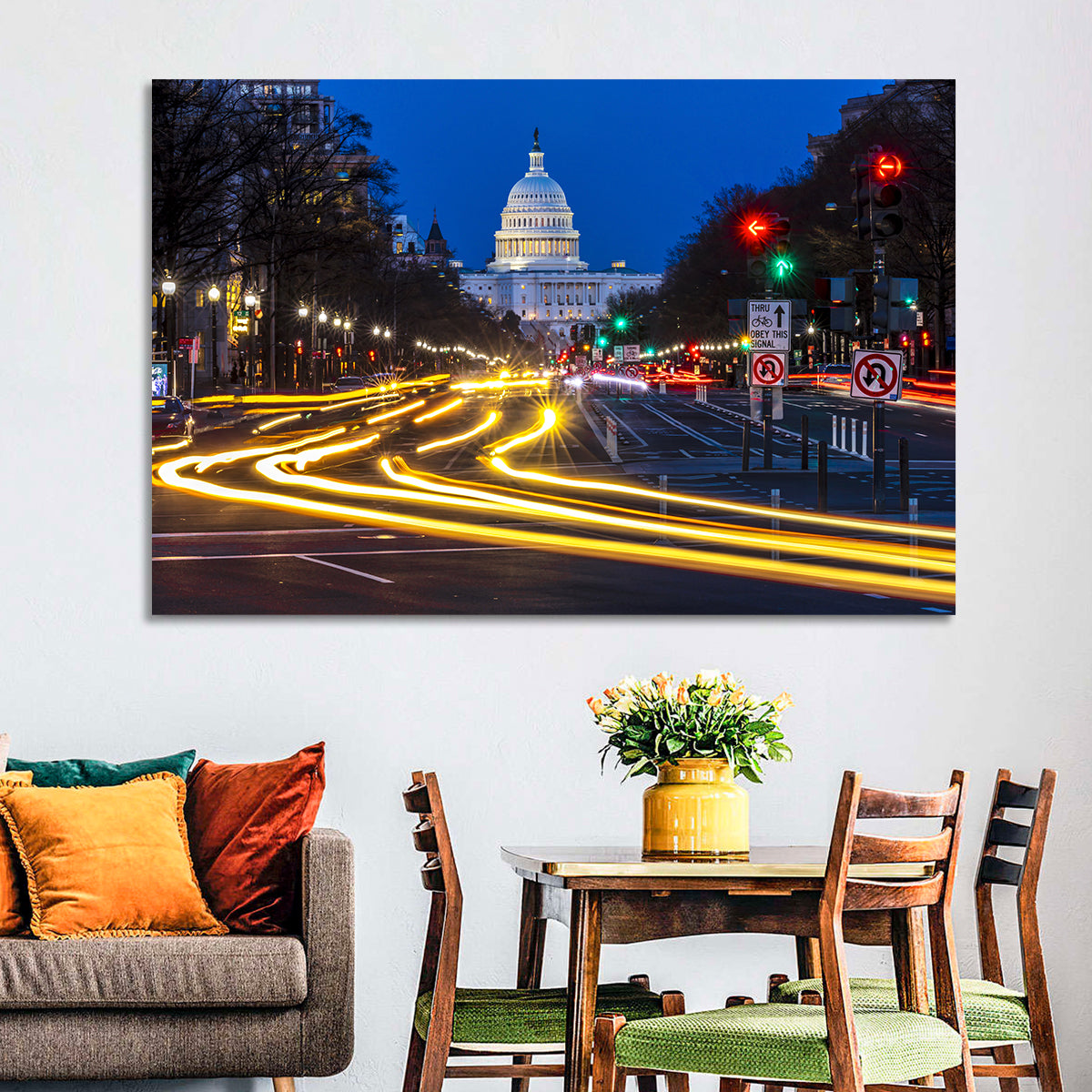 Pennsylvania Avenue at Dusk Wall Art in a room, landscape