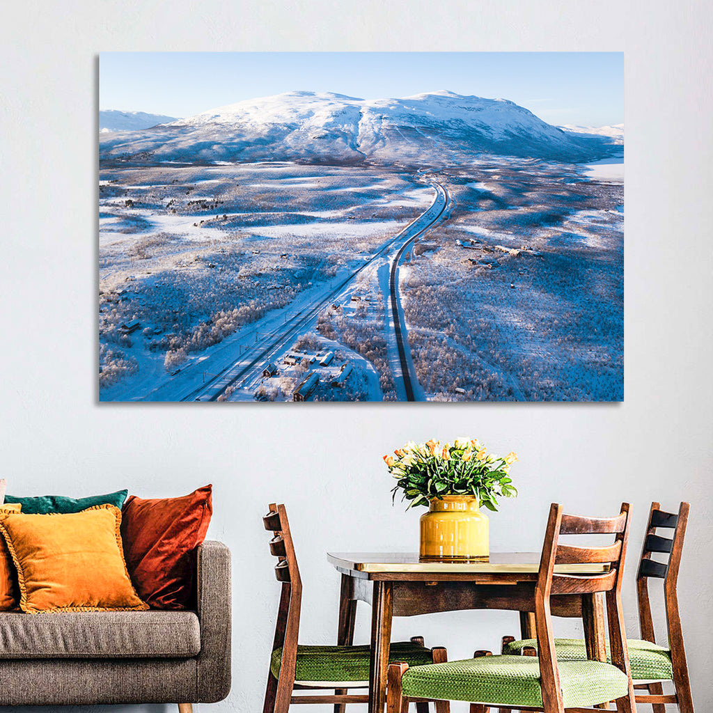 Snowy Valley with Parallel Tracks Wall Art