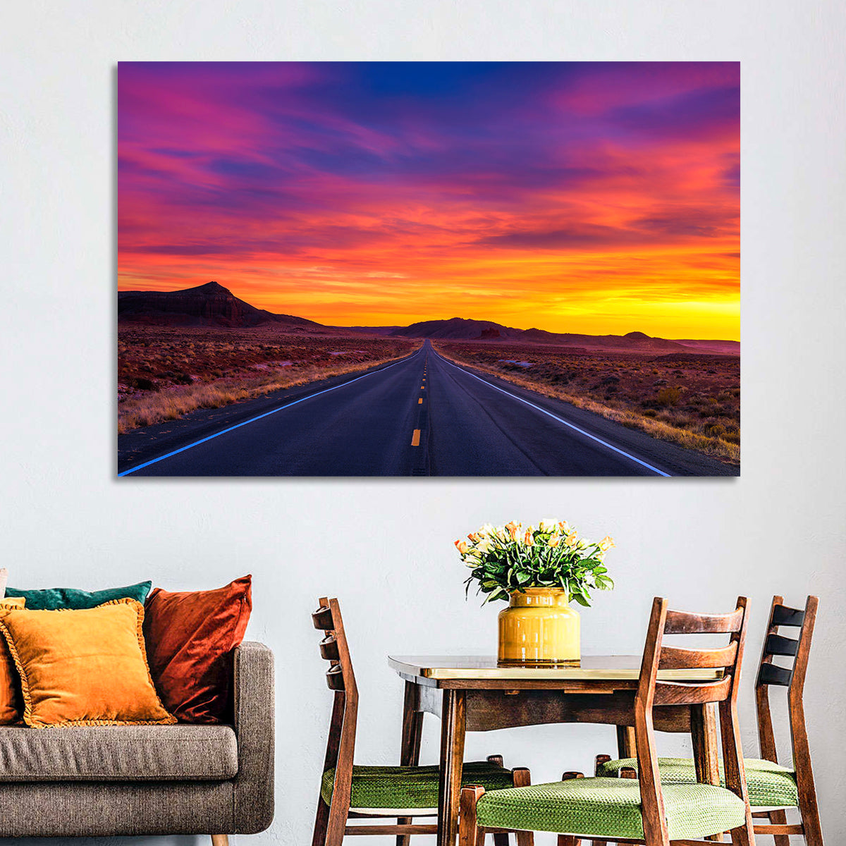 Infinite Desert Road Sunset Wall Art