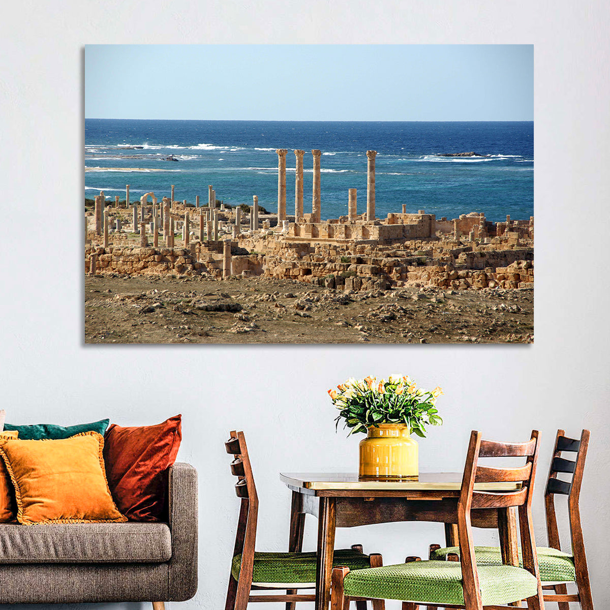 Leptis Magna Coastal Ruins Wall Art in a room, landscape