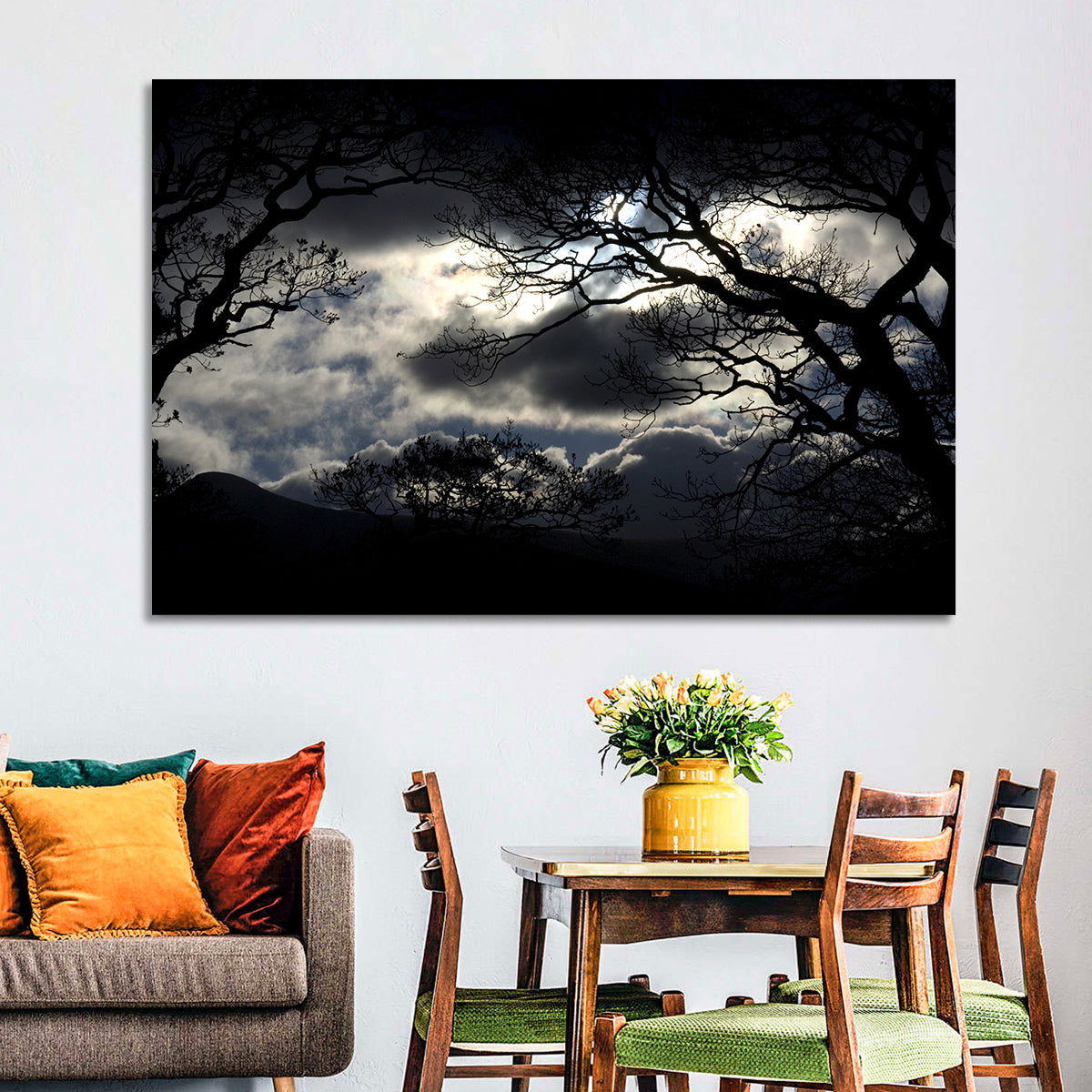 Storm Clouds Over Silhouetted Trees Wall Art