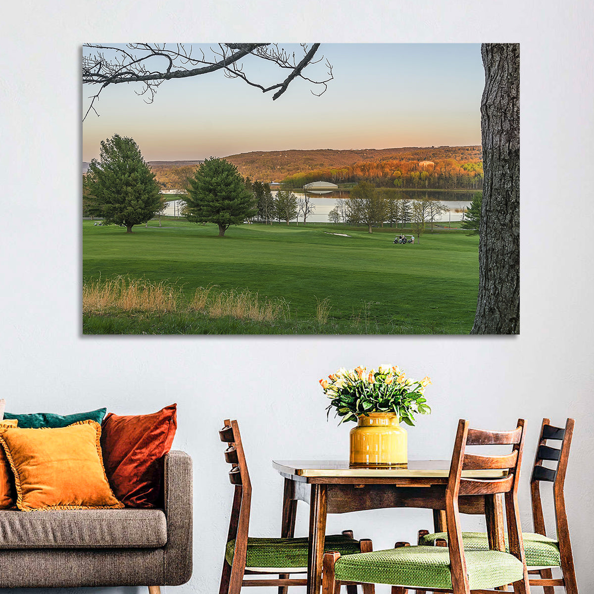 Roscoe Conkling Park Golden Hour Wall Art in a room, landscape