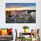 Mir Castle Sunrise Over Lake Wall Art