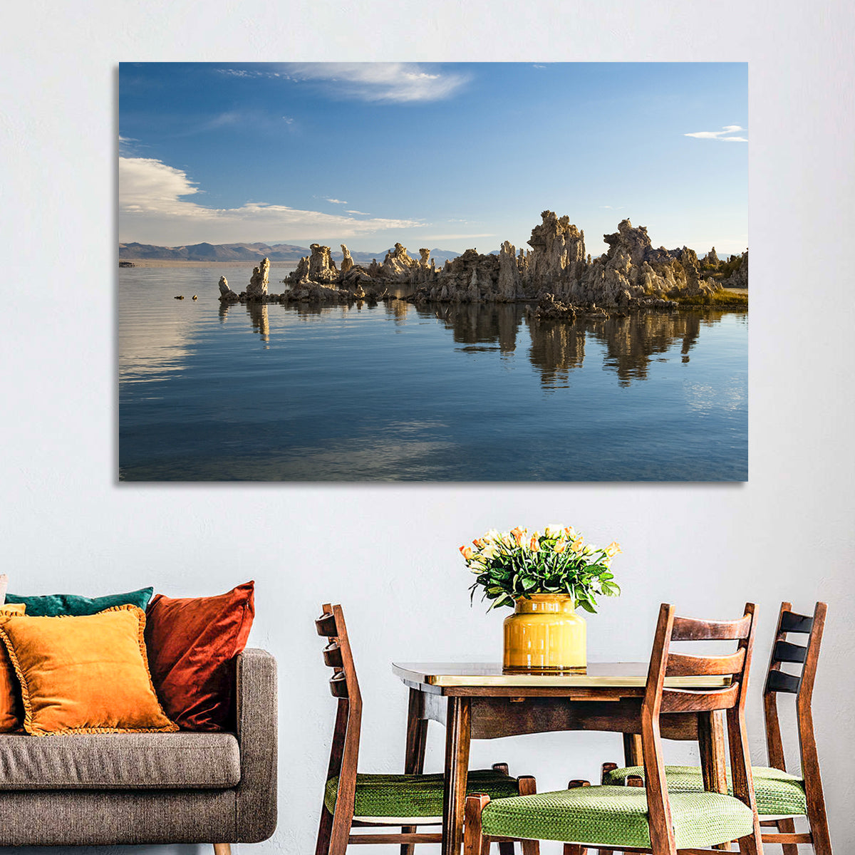 Mono Lake Reflections Wall Art in a room, landscape