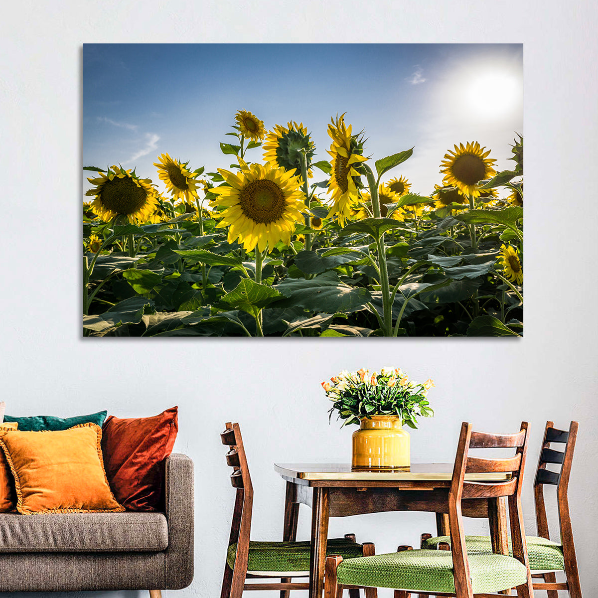 Backlit Sunflower Field Wall Art