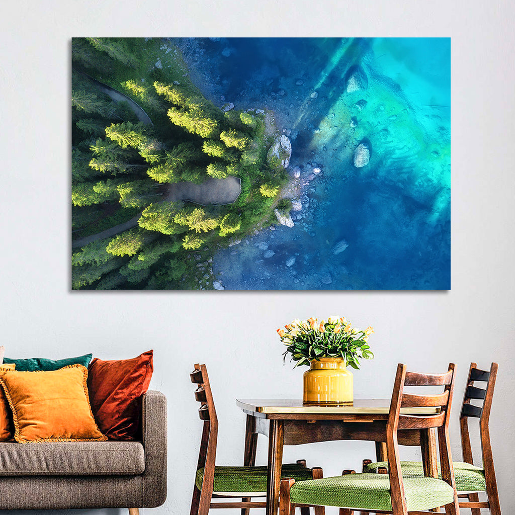 Winding Forest Path by Turquoise Lake Wall Art