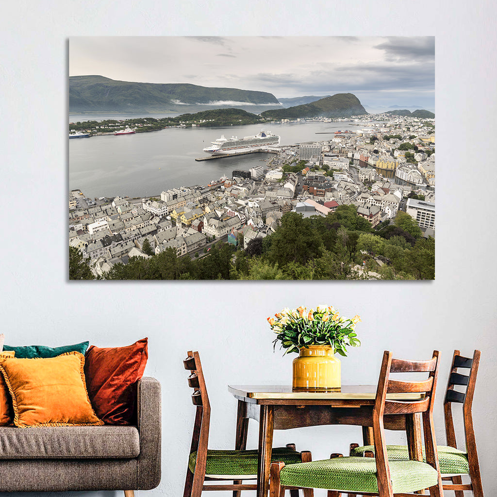 Alesund Harbor Cityscape Wall Art