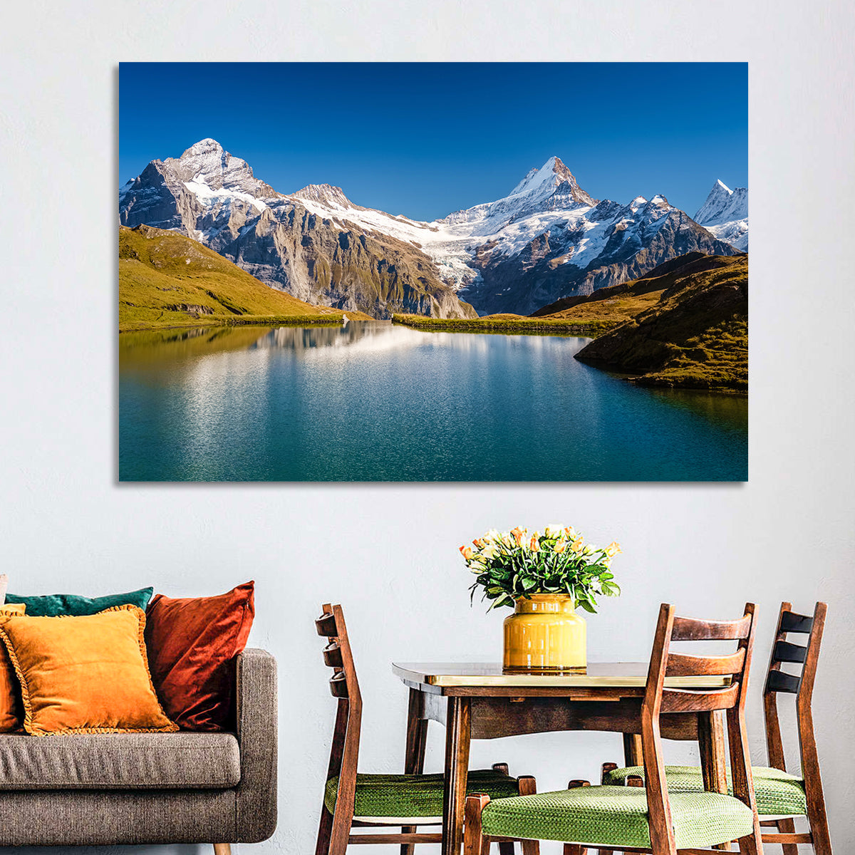 Bachalpsee Mountain Reflection Wall Art in a room, landscape