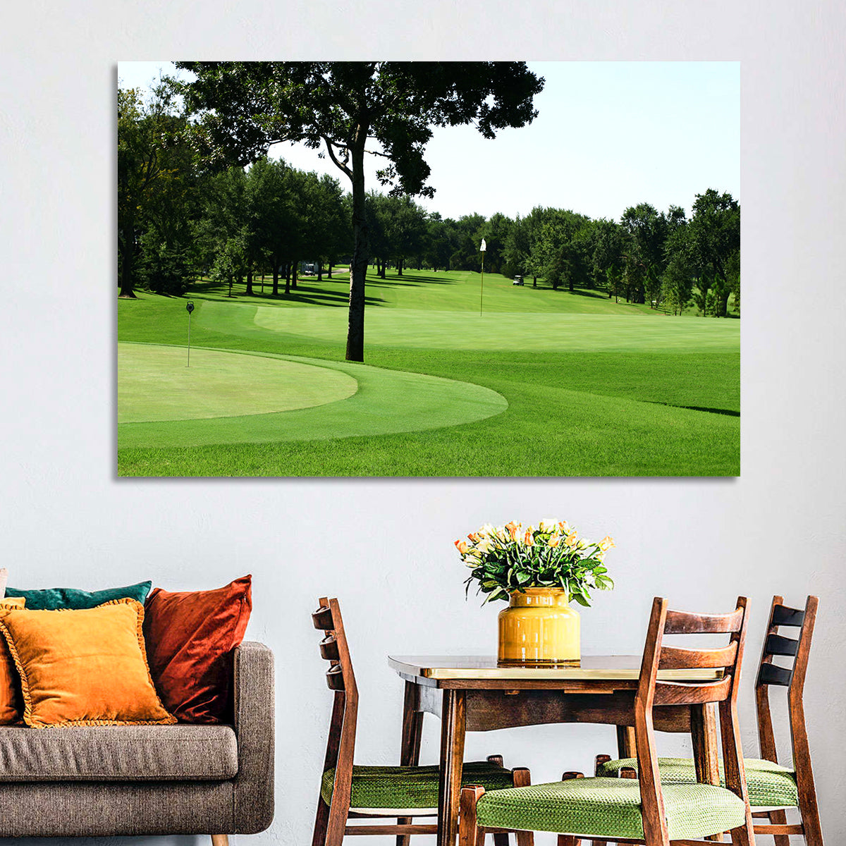 Oklahoma Golf Course Greens Wall Art in a room, landscape