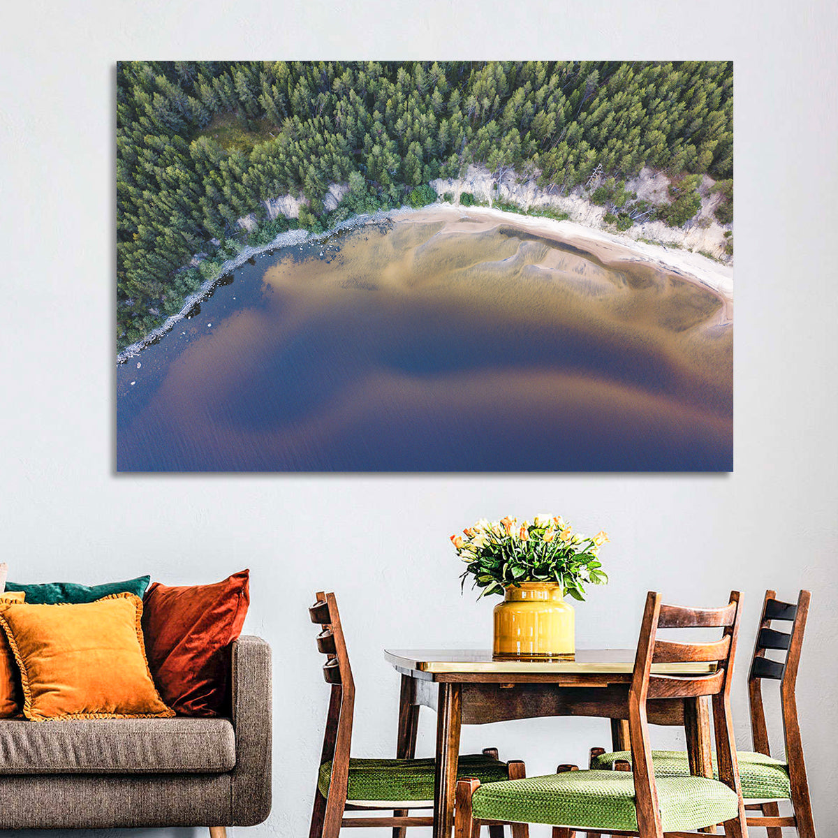 Lake Onega Shoreline Wall Art in a room, landscape