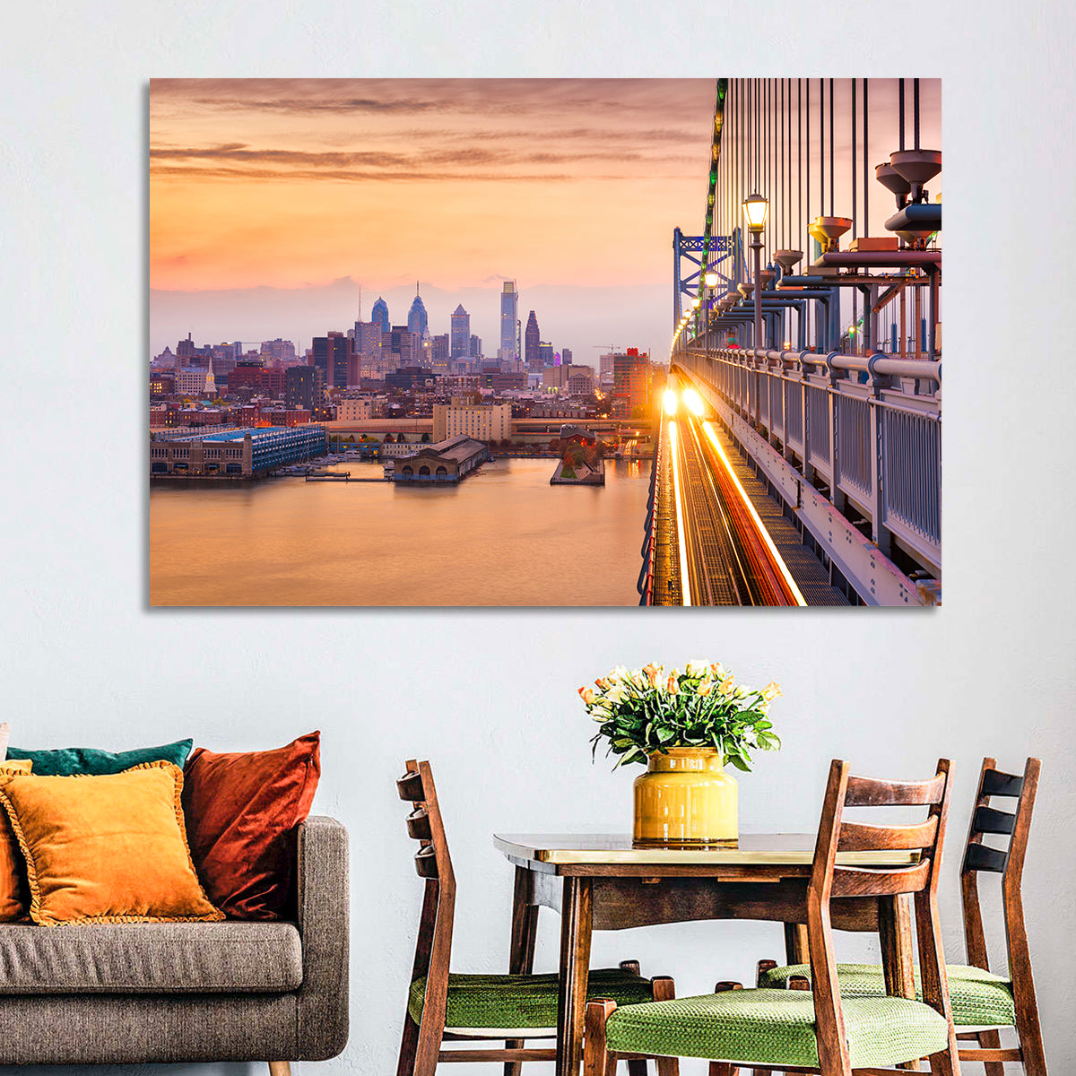 Benjamin Franklin Bridge, Philadelphia Wall Art in a room, landscape