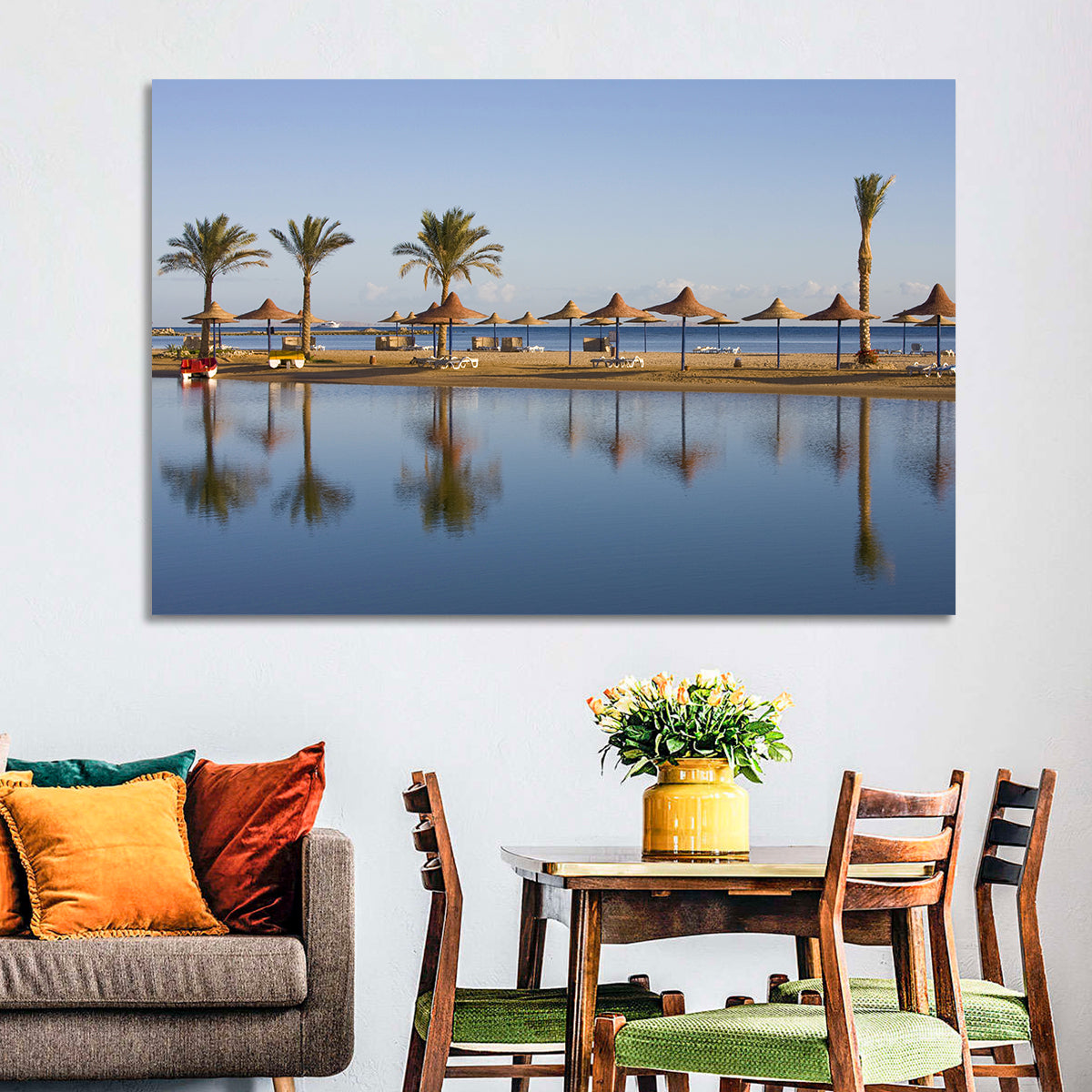 Hurghada Beach Seascape Wall Art in a room, landscape
