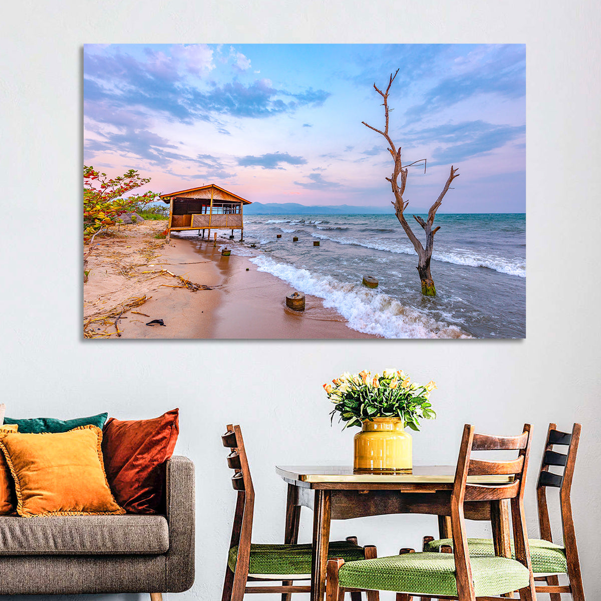 Tanganyika Shoreline at Dusk Wall Art in a room, landscape
