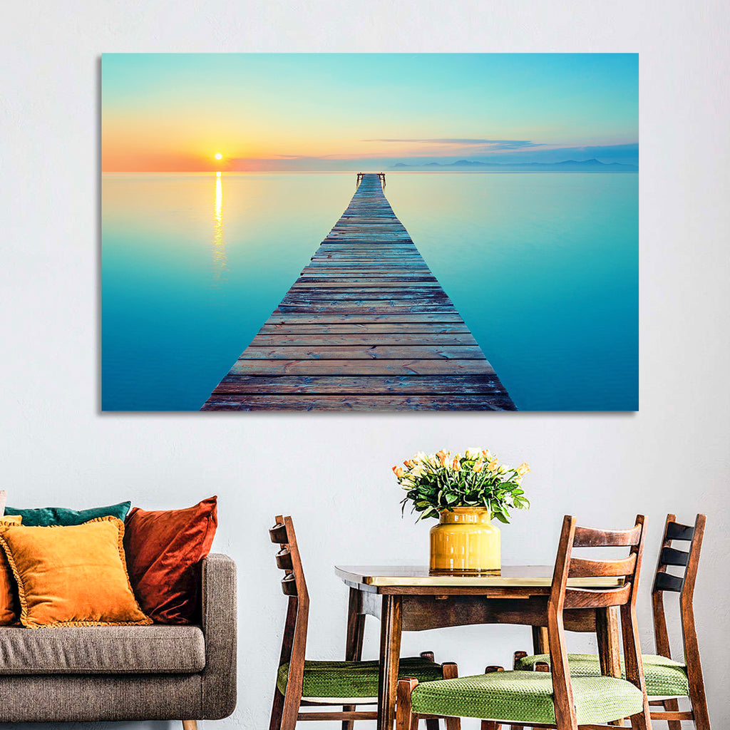 Wooden Footbridge at Sunset Wall Art